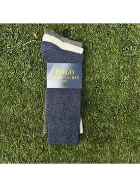 Polo Ralph Lauren 3 Pack Soft Touch Dress Socks Blue Gray Sz 10-13 New Pony